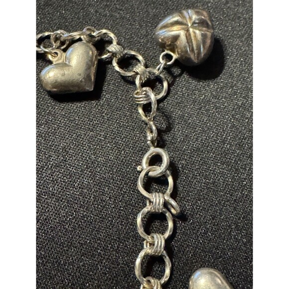 Sterling Vintage Heart Charm Bracelet 7in - Picture 4 of 4